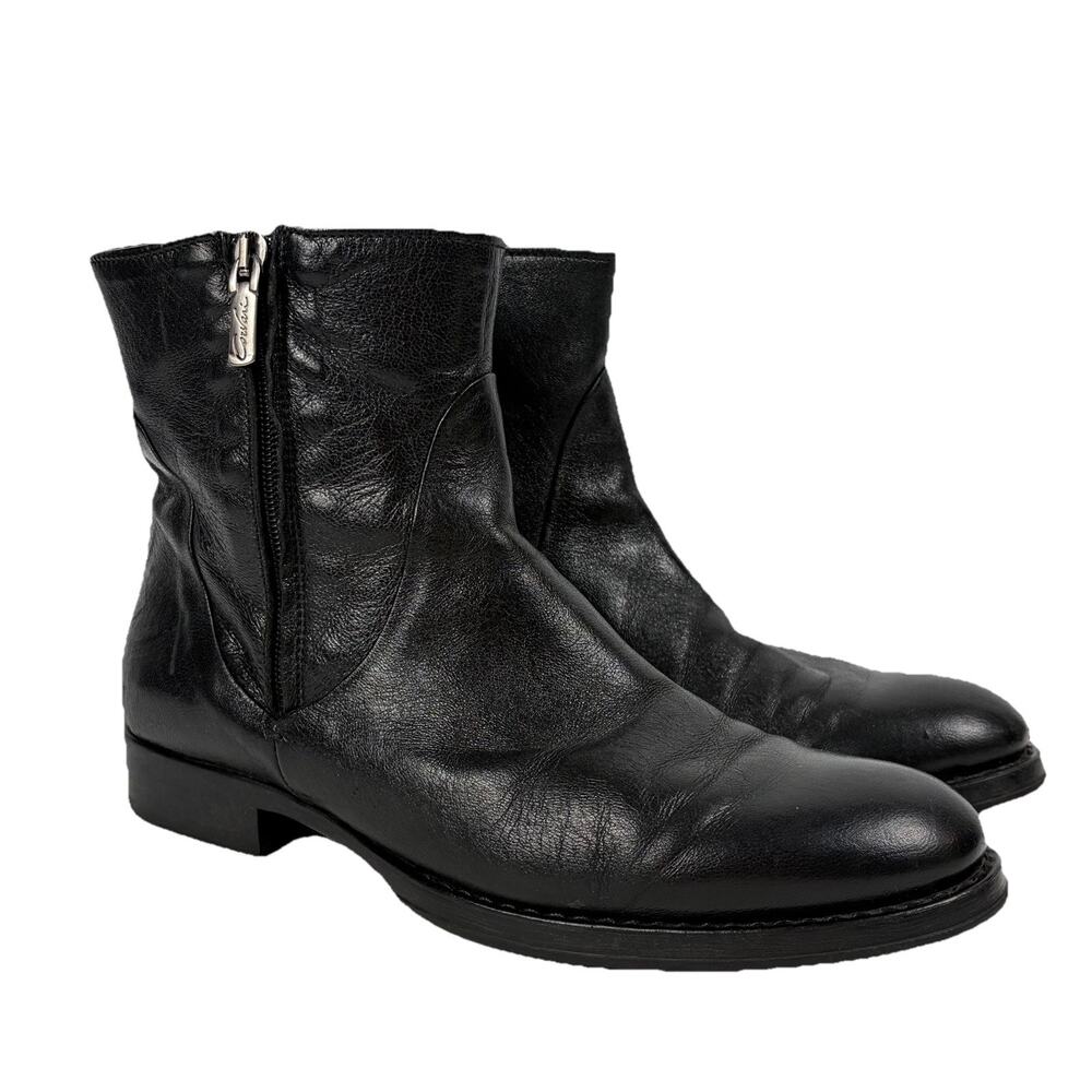 Corvari Vero Cuoio Black Leather Ankle Boots EU Size 40 Side Zip Made In Italy